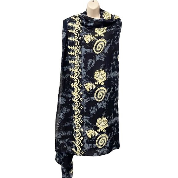 Roundy Bay Women’s Sarong Wrap Sea Shell Rayon 60” X 44” Beach Cover Summer - Picture 4 of 6